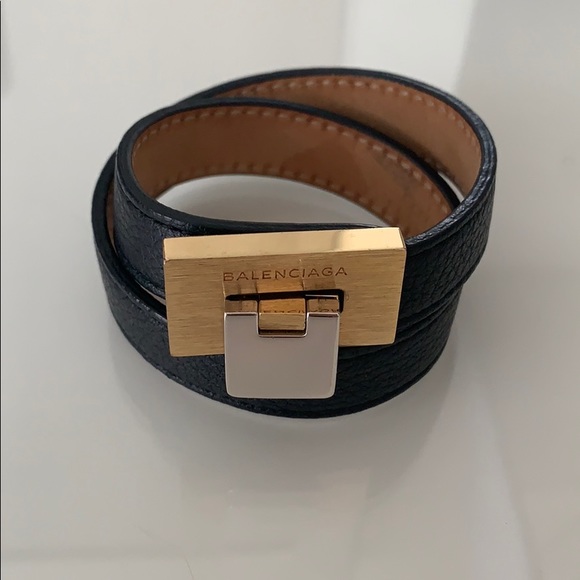 Balenciaga Zoe Dix Leather Double Wrap Bracelet - Picture 1 of 4